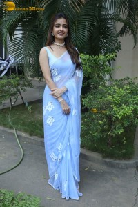 actress Ashika Ranganath lovely in a blue saree