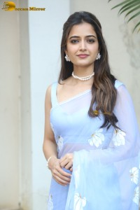 actress Ashika Ranganath lovely in a blue saree