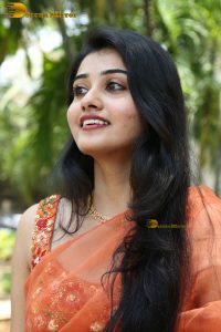 tollywood and tamil actress athira raj beautiful in a orange saree