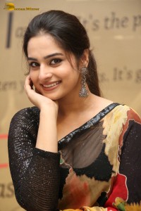 Tollywood Actress Ayesha Khan in a black saree