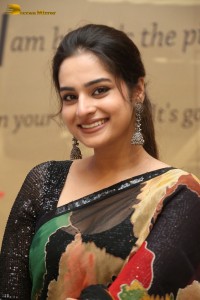 Tollywood Actress Ayesha Khan in a black saree