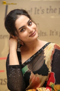 Tollywood Actress Ayesha Khan in a black saree