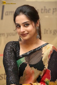 Tollywood Actress Ayesha Khan in a black saree