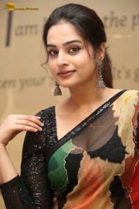 Tollywood Actress Ayesha Khan in a black saree