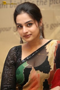 Tollywood Actress Ayesha Khan in a black saree