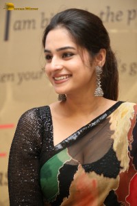 Tollywood Actress Ayesha Khan in a black saree