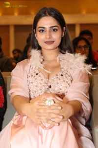 Indian Actress Ayesha Khan beautiful looks in a light orange dress