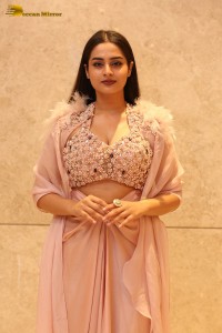 Indian Actress Ayesha Khan beautiful looks in a light orange dress