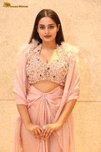 Indian Actress Ayesha Khan beautiful looks in a light orange dress