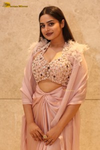 Indian Actress Ayesha Khan beautiful looks in a light orange dress