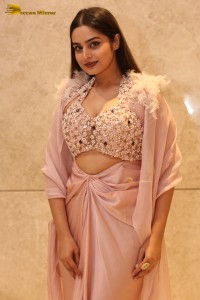 Indian Actress Ayesha Khan beautiful looks in a light orange dress