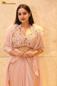 Indian Actress Ayesha Khan beautiful looks in a light orange dress