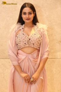 Indian Actress Ayesha Khan beautiful looks in a light orange dress