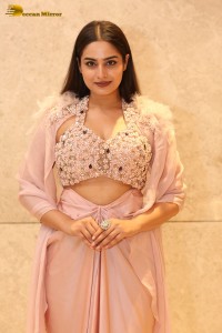 Indian Actress Ayesha Khan beautiful looks in a light orange dress