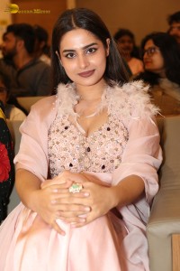 Indian Actress Ayesha Khan beautiful looks in a light orange dress