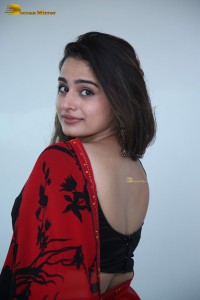 Telugu Actress Ayesha Khan lovely pictures in a red and black saree