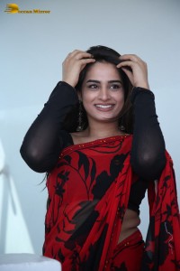 Telugu Actress Ayesha Khan lovely pictures in a red and black saree