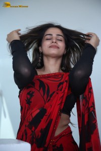 Telugu Actress Ayesha Khan lovely pictures in a red and black saree