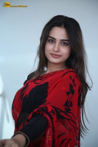 Telugu Actress Ayesha Khan lovely pictures in a red and black saree