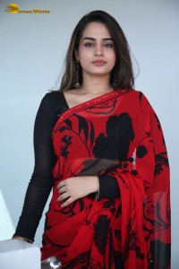 Telugu Actress Ayesha Khan lovely pictures in a red and black saree