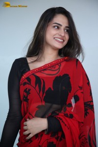 Telugu Actress Ayesha Khan lovely pictures in a red and black saree