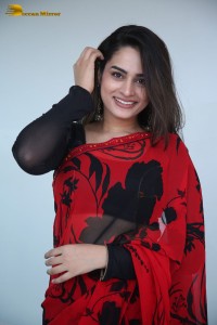 Telugu Actress Ayesha Khan lovely pictures in a red and black saree