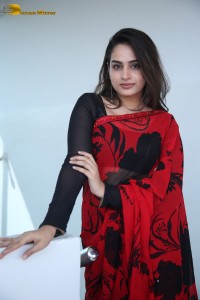 Telugu Actress Ayesha Khan lovely pictures in a red and black saree