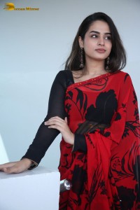 Telugu Actress Ayesha Khan lovely pictures in a red and black saree