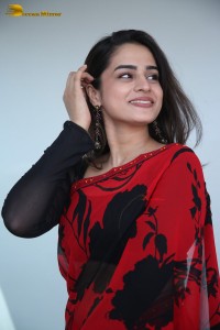 Telugu Actress Ayesha Khan lovely pictures in a red and black saree
