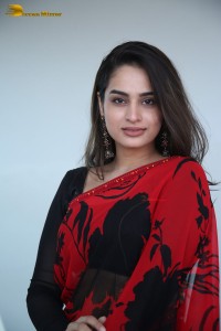 Telugu Actress Ayesha Khan lovely pictures in a red and black saree