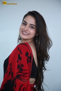 Telugu Actress Ayesha Khan lovely pictures in a red and black saree