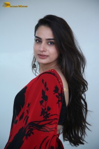 Telugu Actress Ayesha Khan lovely pictures in a red and black saree