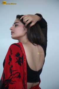 Telugu Actress Ayesha Khan lovely pictures in a red and black saree