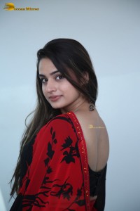 Telugu Actress Ayesha Khan lovely pictures in a red and black saree