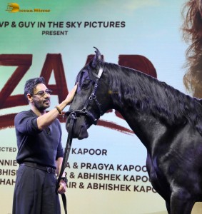 Azaad Trailer Launch attended by Rasha Thadani, Diana Penty, Aaman Devgn, and Ajay Devgn