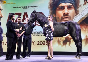 Azaad Trailer Launch attended by Rasha Thadani, Diana Penty, Aaman Devgn, and Ajay Devgn