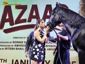 Azaad Trailer Launch attended by Rasha Thadani, Diana Penty, Aaman Devgn, and Ajay Devgn