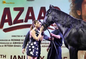 Azaad Trailer Launch attended by Rasha Thadani, Diana Penty, Aaman Devgn, and Ajay Devgn