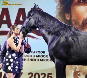Azaad Trailer Launch attended by Rasha Thadani, Diana Penty, Aaman Devgn, and Ajay Devgn