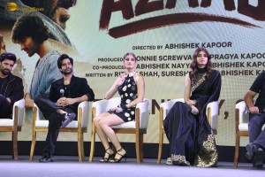 Azaad Trailer Launch attended by Rasha Thadani, Diana Penty, Aaman Devgn, and Ajay Devgn