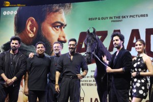 Azaad Trailer Launch attended by Rasha Thadani, Diana Penty, Aaman Devgn, and Ajay Devgn