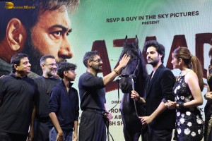 Azaad Trailer Launch attended by Rasha Thadani, Diana Penty, Aaman Devgn, and Ajay Devgn