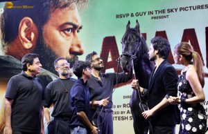 Azaad Trailer Launch attended by Rasha Thadani, Diana Penty, Aaman Devgn, and Ajay Devgn