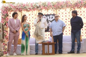 Mithun Chakraborty promotes son Namashi Chakraborty’s film Bad Boy along with actress Amrin Qureshi