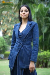 indian actress banita sandhu in a blue pant suit