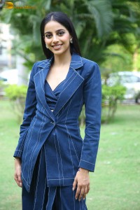 indian actress banita sandhu in a blue pant suit