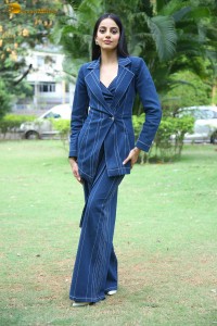 indian actress banita sandhu in a blue pant suit