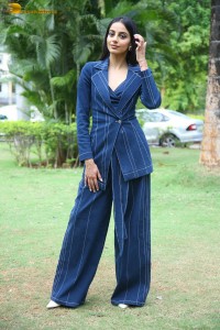 indian actress banita sandhu in a blue pant suit