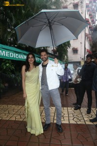 Actors Varun Dhawan and Janhvi Kapoor promote the film Bawaal at National College in Mumbai on July 24, 2023