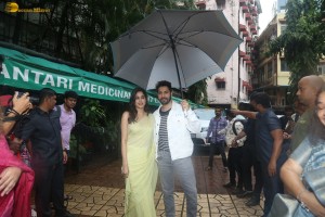 Actors Varun Dhawan and Janhvi Kapoor promote the film Bawaal at National College in Mumbai on July 24, 2023